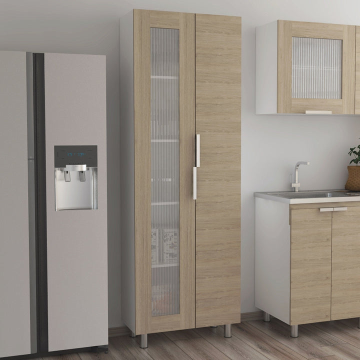 Mueble Alacena Fendi Color Rovere y Blanco Para Cocina