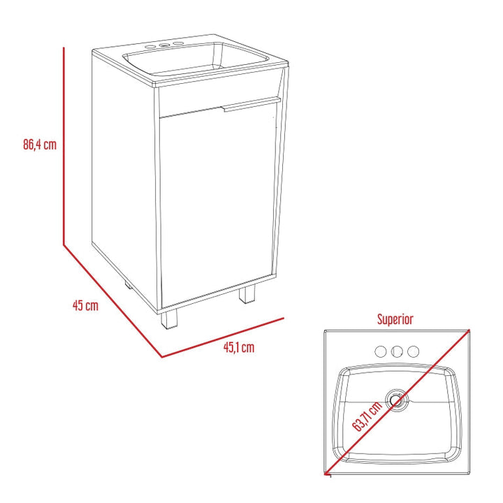 Mueble Lavamanos Carter Color Duna y Blanco Para Baño