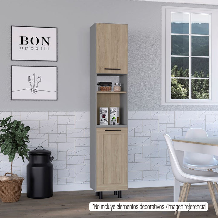 Alacena Kitchen Hasselt Color Gris y Rovere Para Cocina