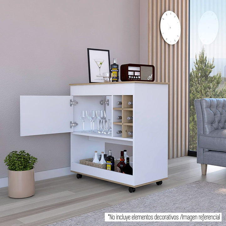 Bar BI Color Blanco y Duna Para Sala De Estar