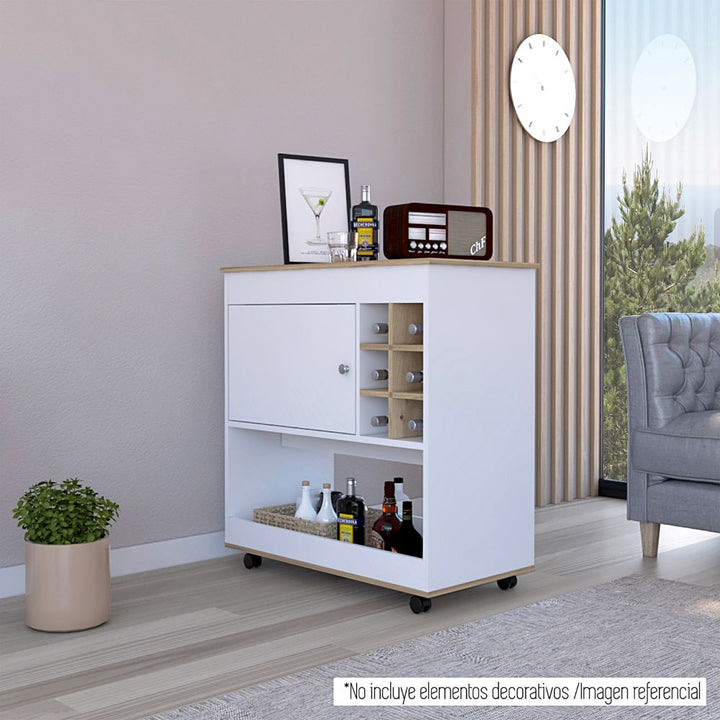 Bar BI Color Blanco y Duna Para Sala De Estar