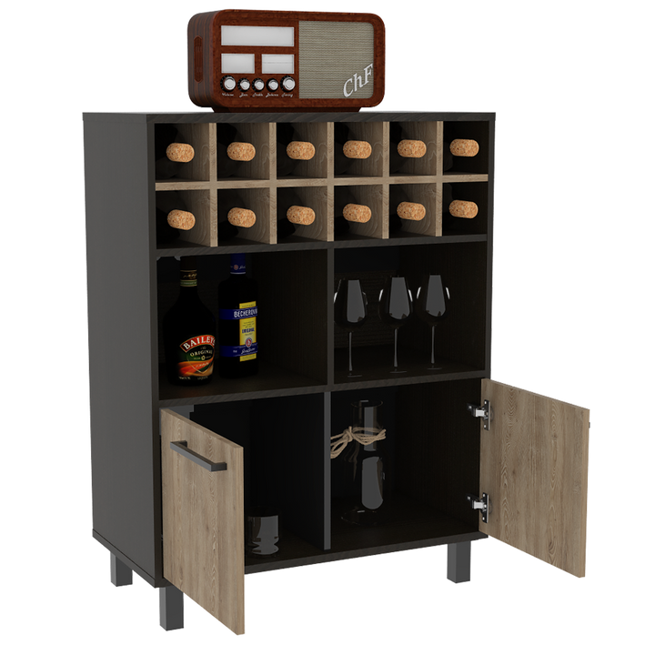 Bar Kaia Color Wengue y Miel Para Sala De Estar