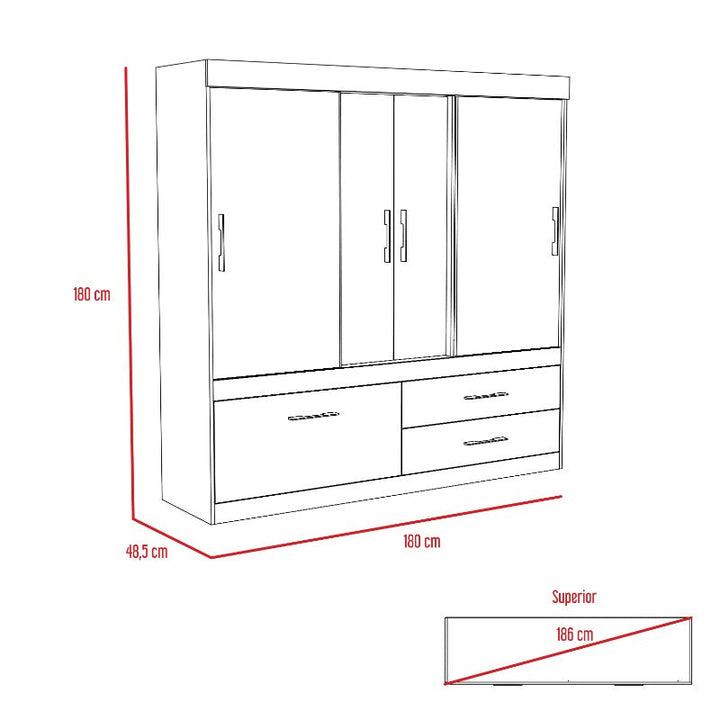 Closet Allegro Color Coñac y Blanco Para Dormitorio