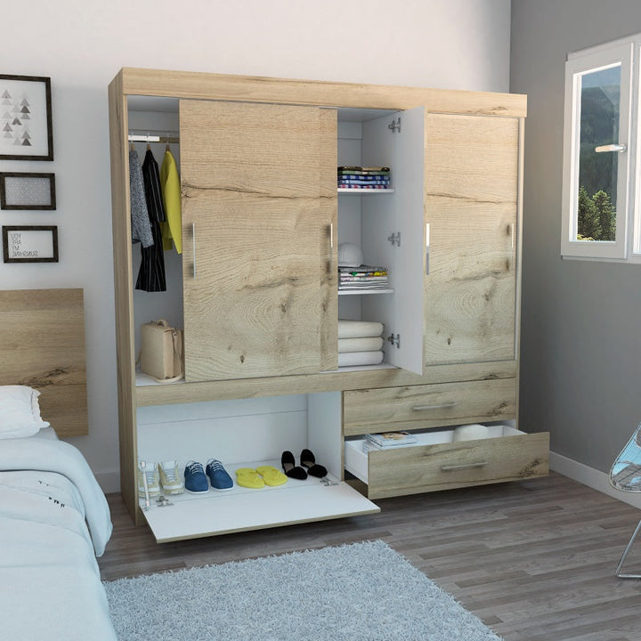 Closet Allegro Color Duna y Blanco Para Dormitorio