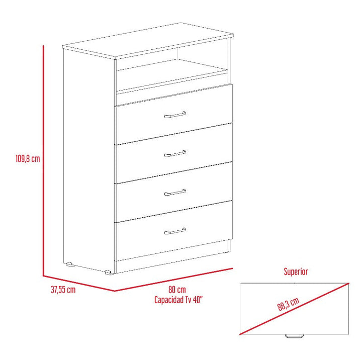 Cómoda Z Color 80 Rovere y Blanco Para Dormitorio