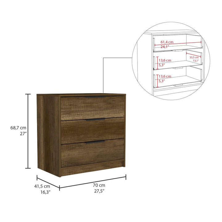 Cómoda Kaia Color Caramelo y Wengue Para Dormitorio