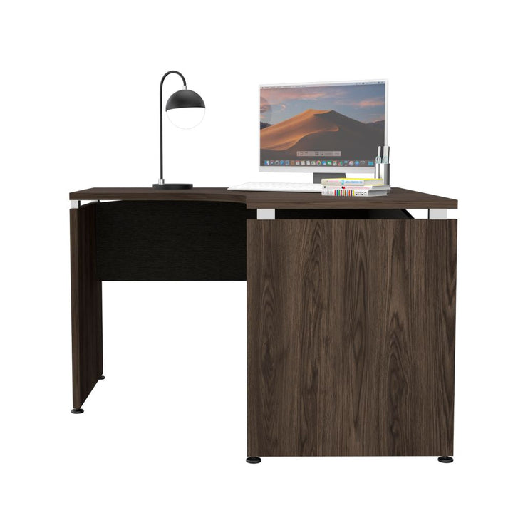 Escritorio en forma de L Color Home Office Negro Soft y Coñac Para Oficina