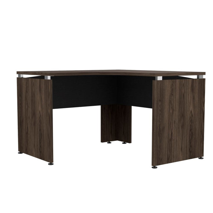 Escritorio en forma de L Color Home Office Negro Soft y Coñac Para Oficina