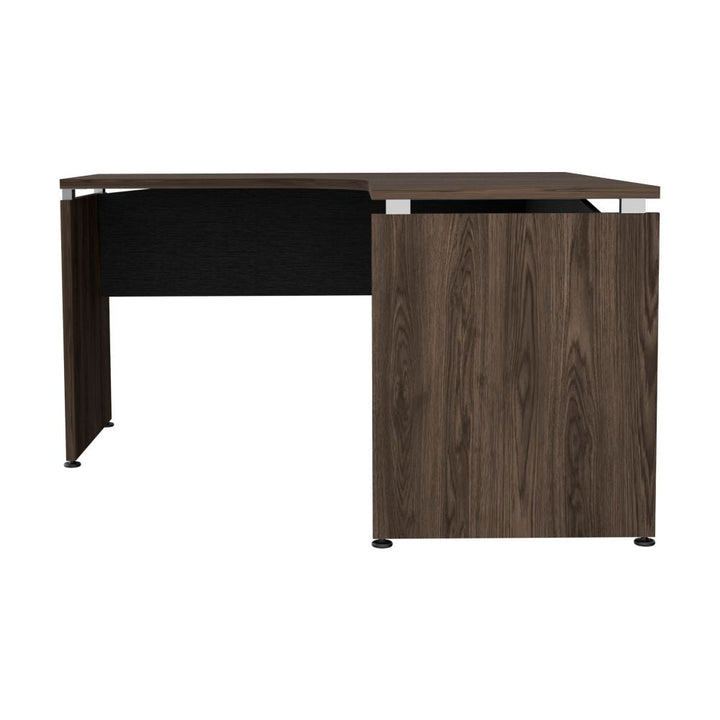 Escritorio en forma de L Color Home Office Negro Soft y Coñac Para Oficina