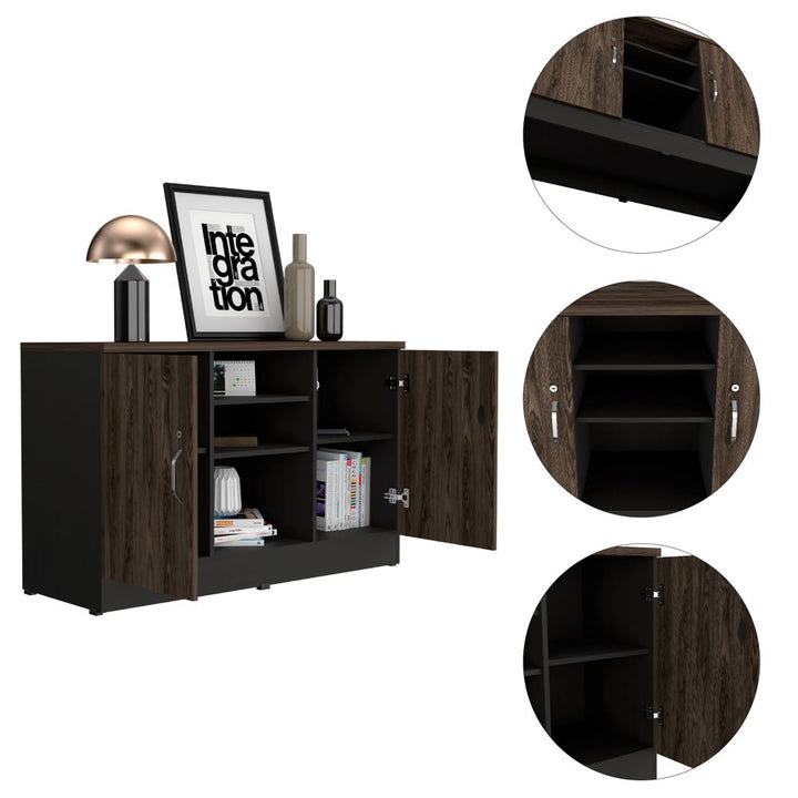 Gabinete Home Office Color Negro Soft y Coñac Para Oficina