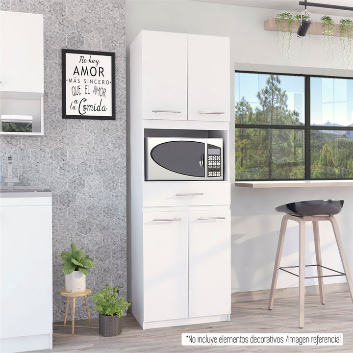 Auxiliar Microondas Alto Manchester Color Blanco Para Cocina