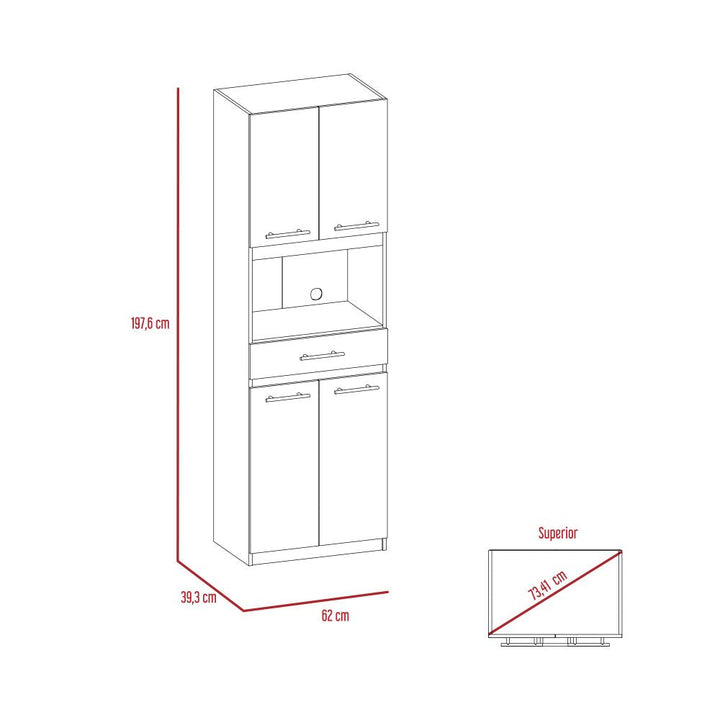 Auxiliar Microondas Alto Manchester Color Blanco Para Cocina