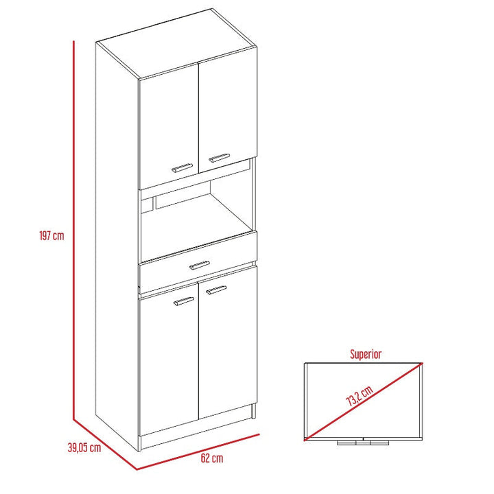 Mueble Microondas Bau Color Blanco y Wengue Para Cocina