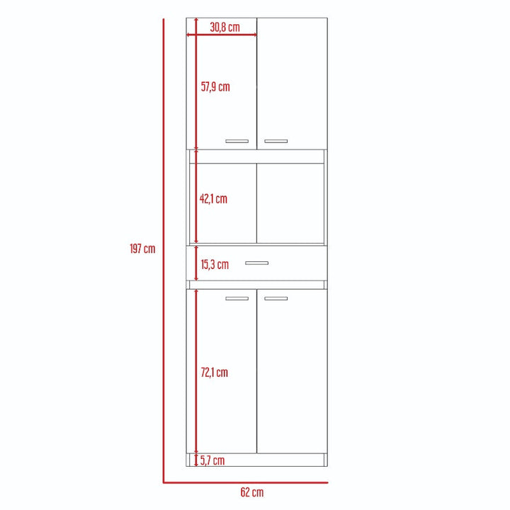 Mueble Microondas Bau Color Blanco y Wengue Para Cocina