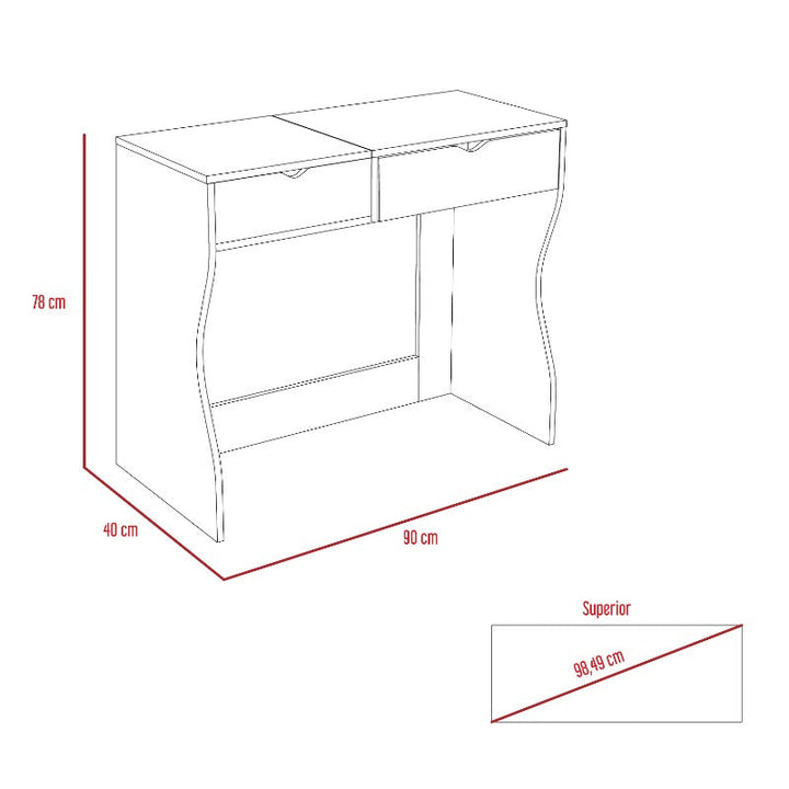 Mueble de Tocador Perla Color Rovere y Blanco Para Dormitorio