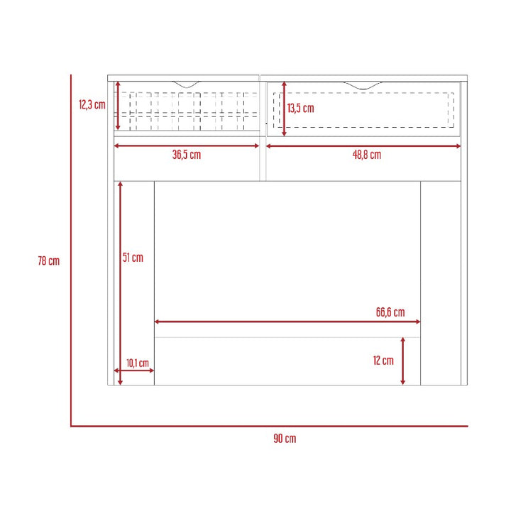 Mueble de Tocador Perla Color Rovere y Blanco Para Dormitorio