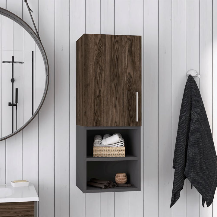 Mueble Auxiliar de Baño Madrid Color Coñac y Plomo Para Baño