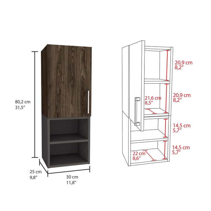 Mueble Auxiliar de Baño Madrid Color Coñac y Plomo Para Baño