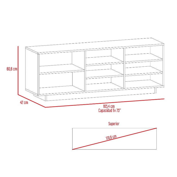 Rack TV Classic Color Caramelo Wengue y Negro Para Sala De Estar
